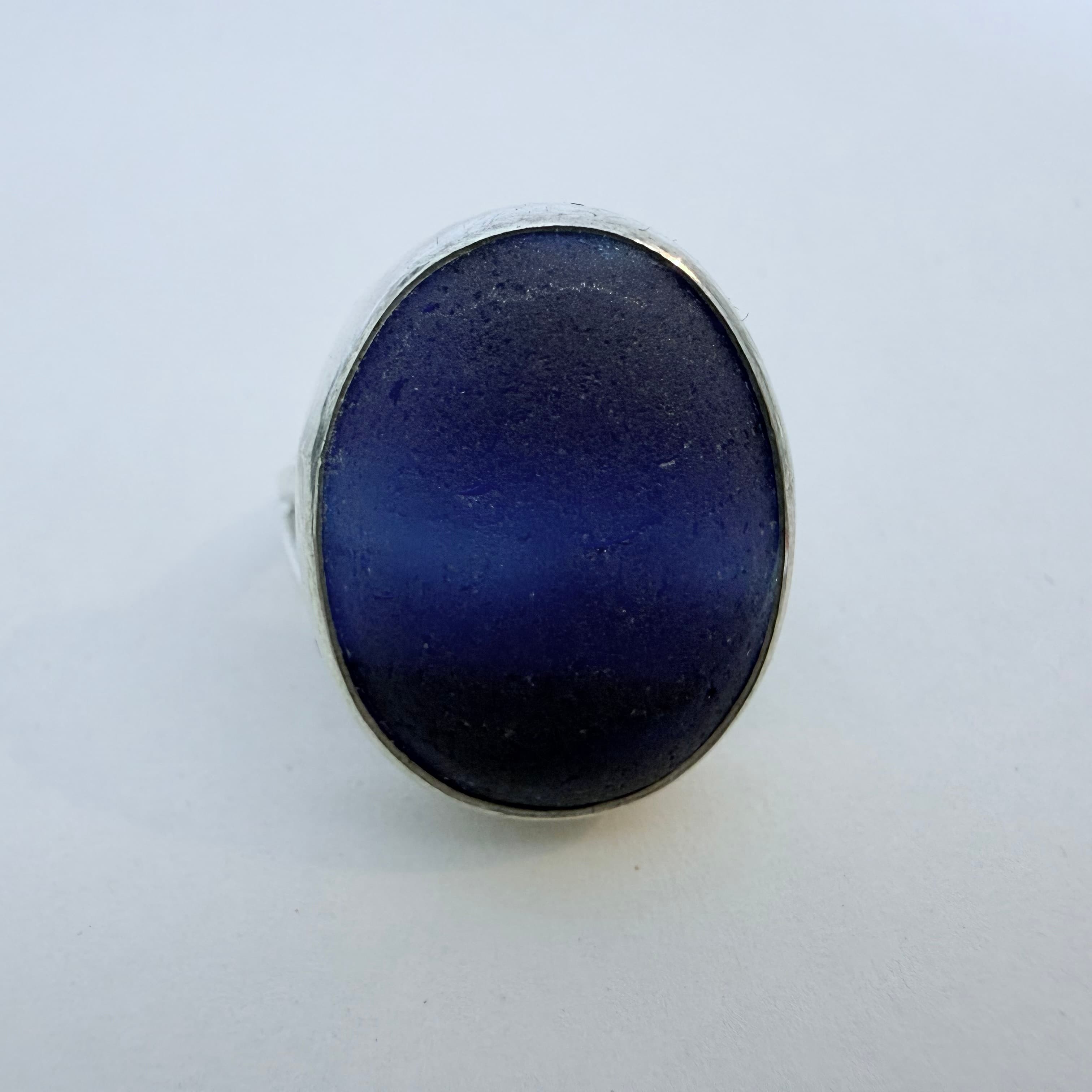 Indigo sea glass statement ring