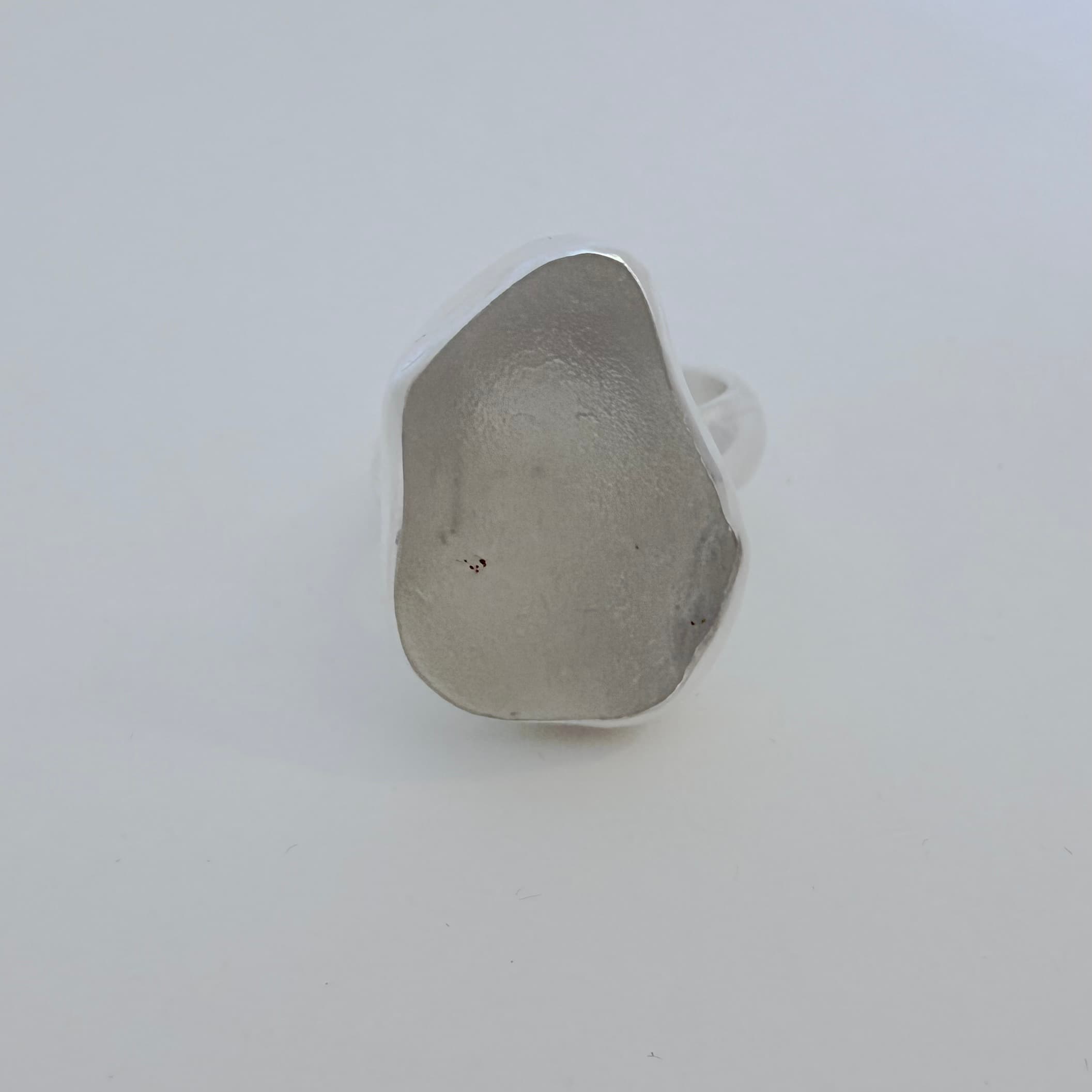 White sea glass cabochon ring